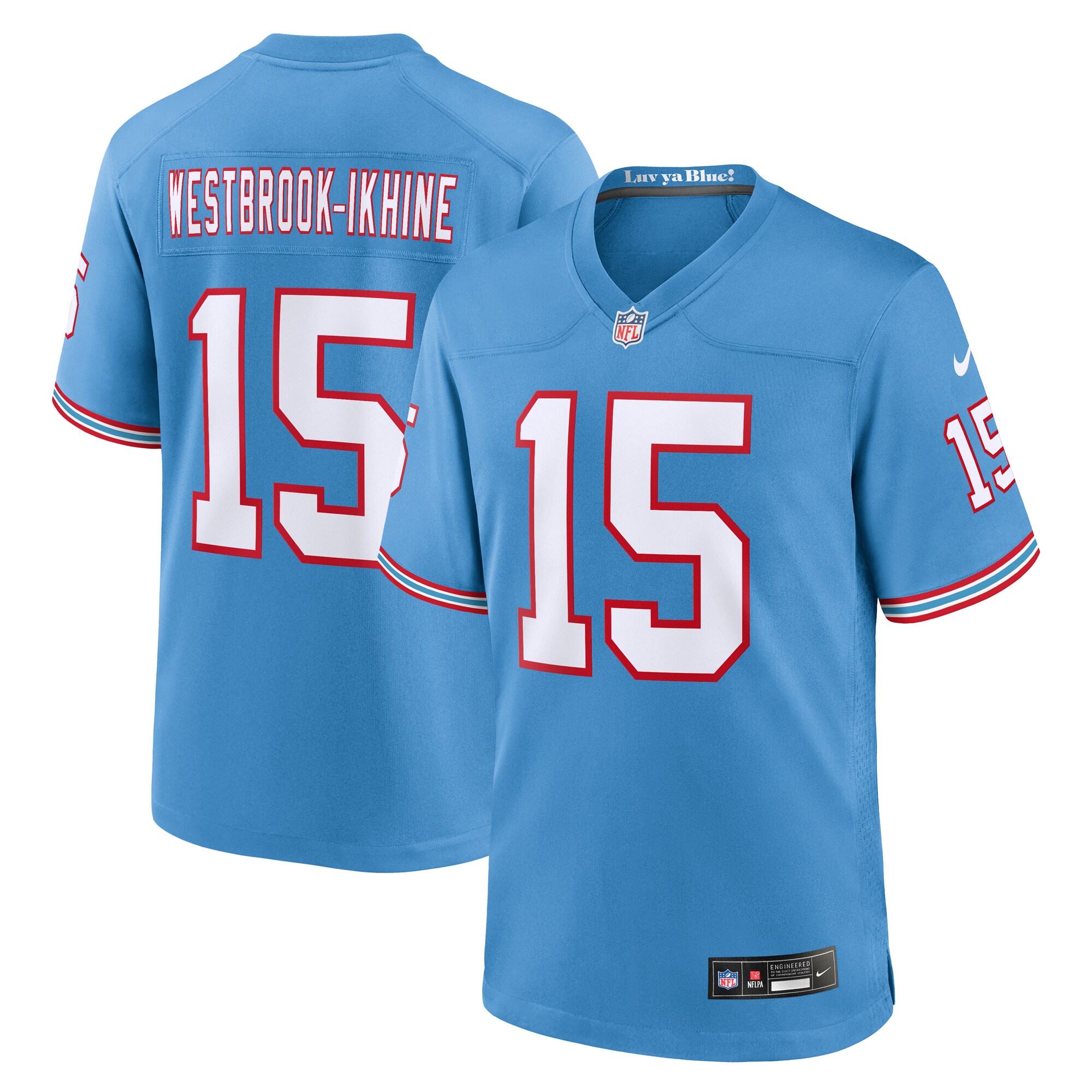 Men's Tennessee Titans Nick Westbrook-ikhine Light Blue Oilers Throwback Player Game Jersey Js7096