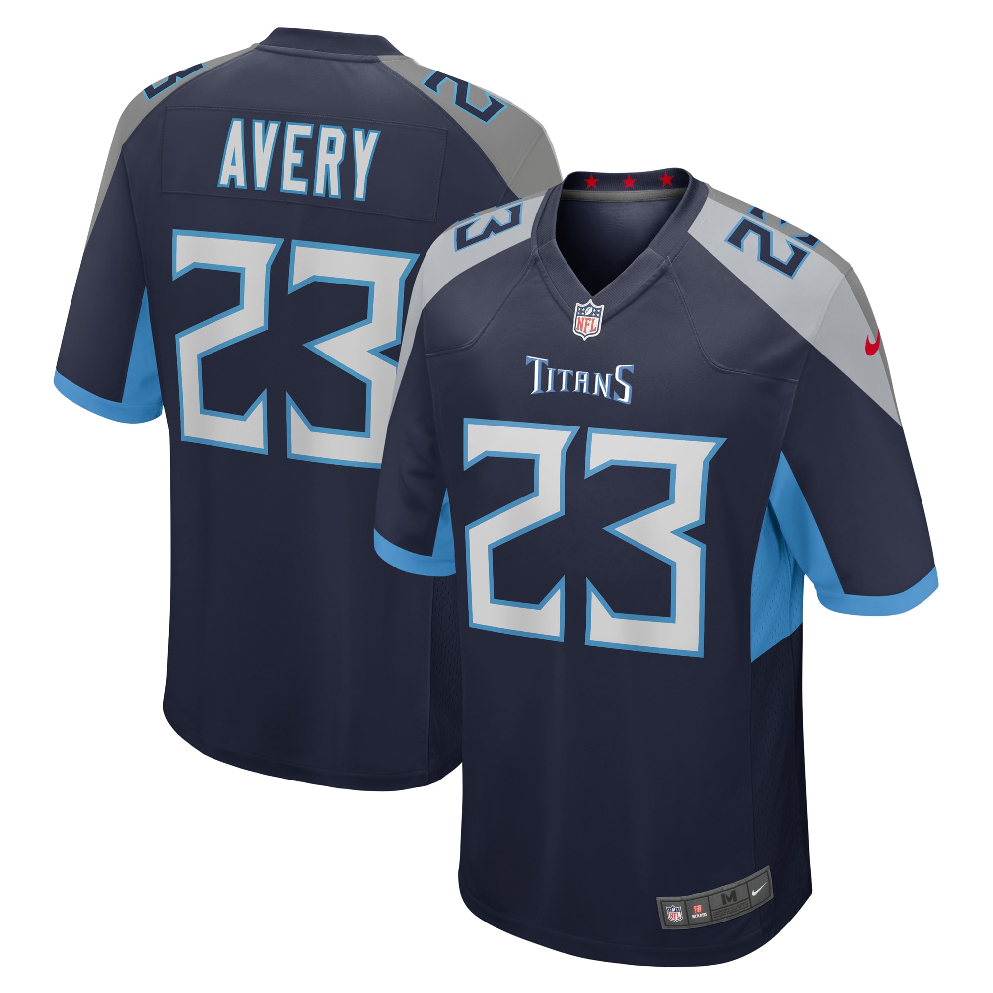 Men's Tennessee Titans Tre Avery Navy Team Game Jersey Js8393