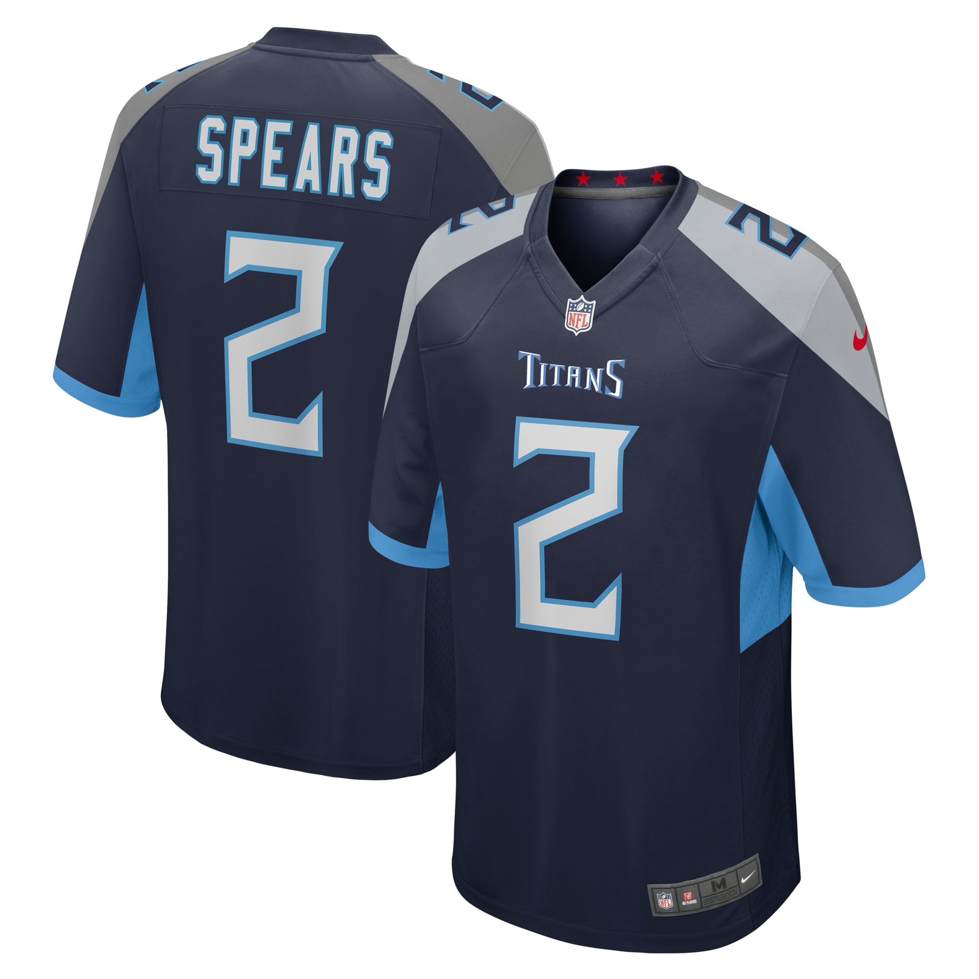 Men's Tennessee Titans Tyjae Spears Navy Game Jersey Js4208
