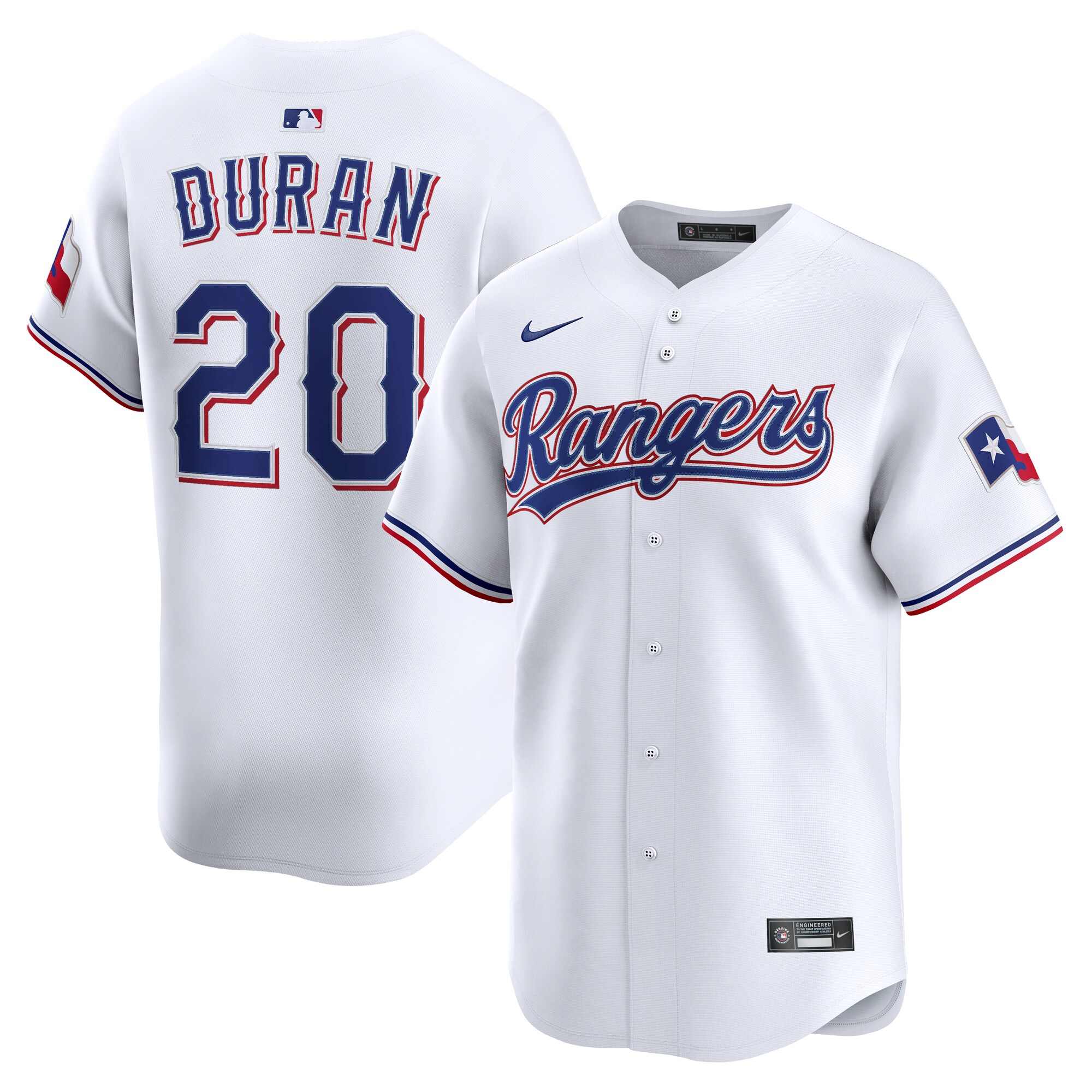 Men's Texas Rangers Ezequiel Duran White Alternate Limited Player Jersey