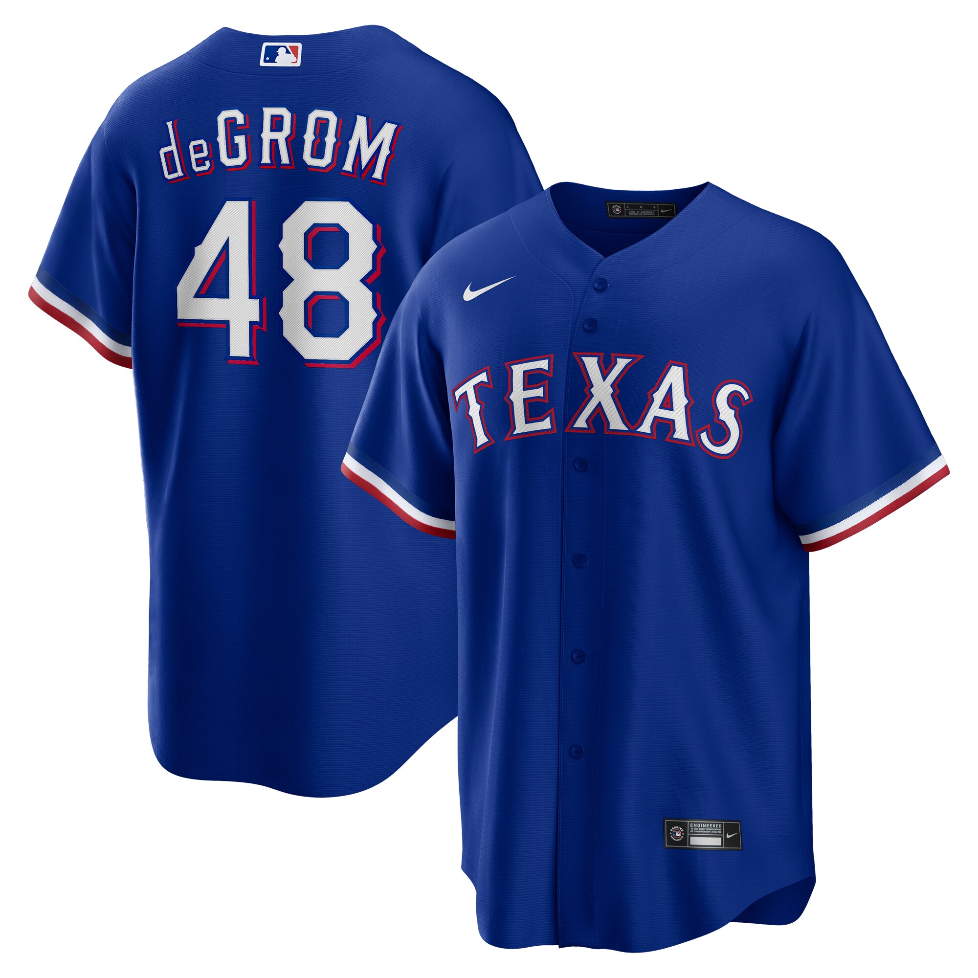 Men's Texas Rangers Jacob Degrom Royal Away Player Jersey