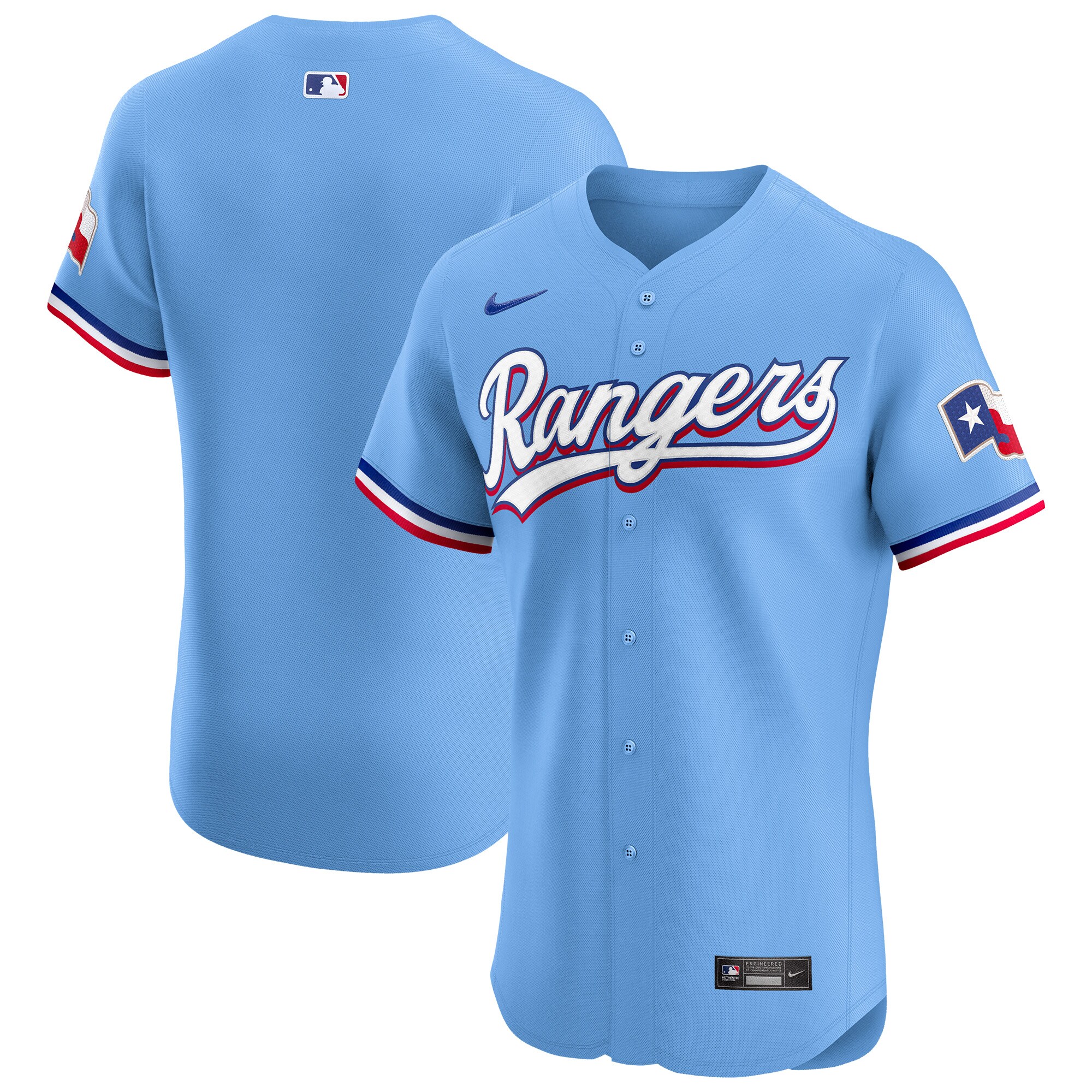 Men's Texas Rangers Light Blue Alternate Vapor Premier Elite Patch Jersey