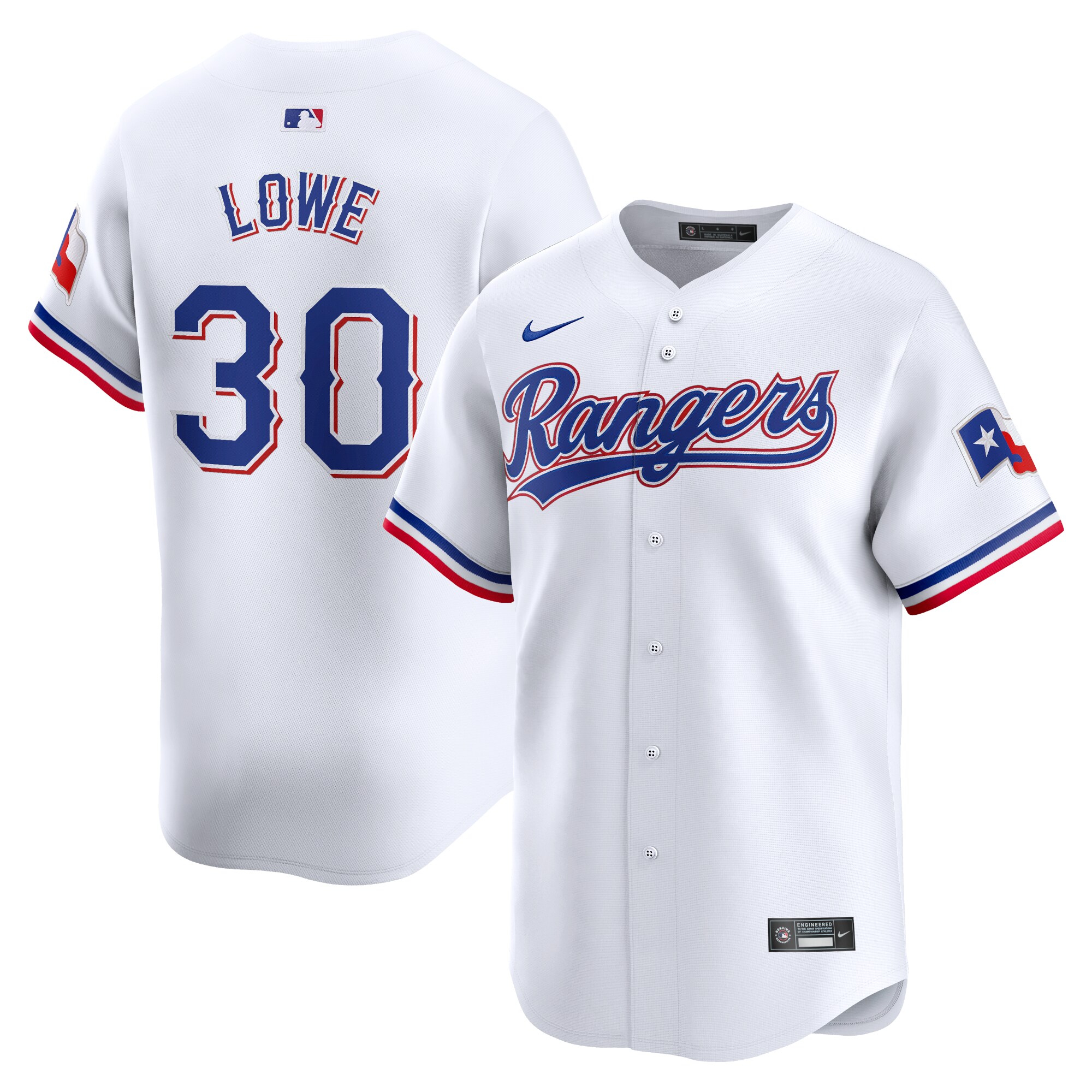 Men's Texas Rangers Nathaniel Lowe White Home Limited Player Jersey