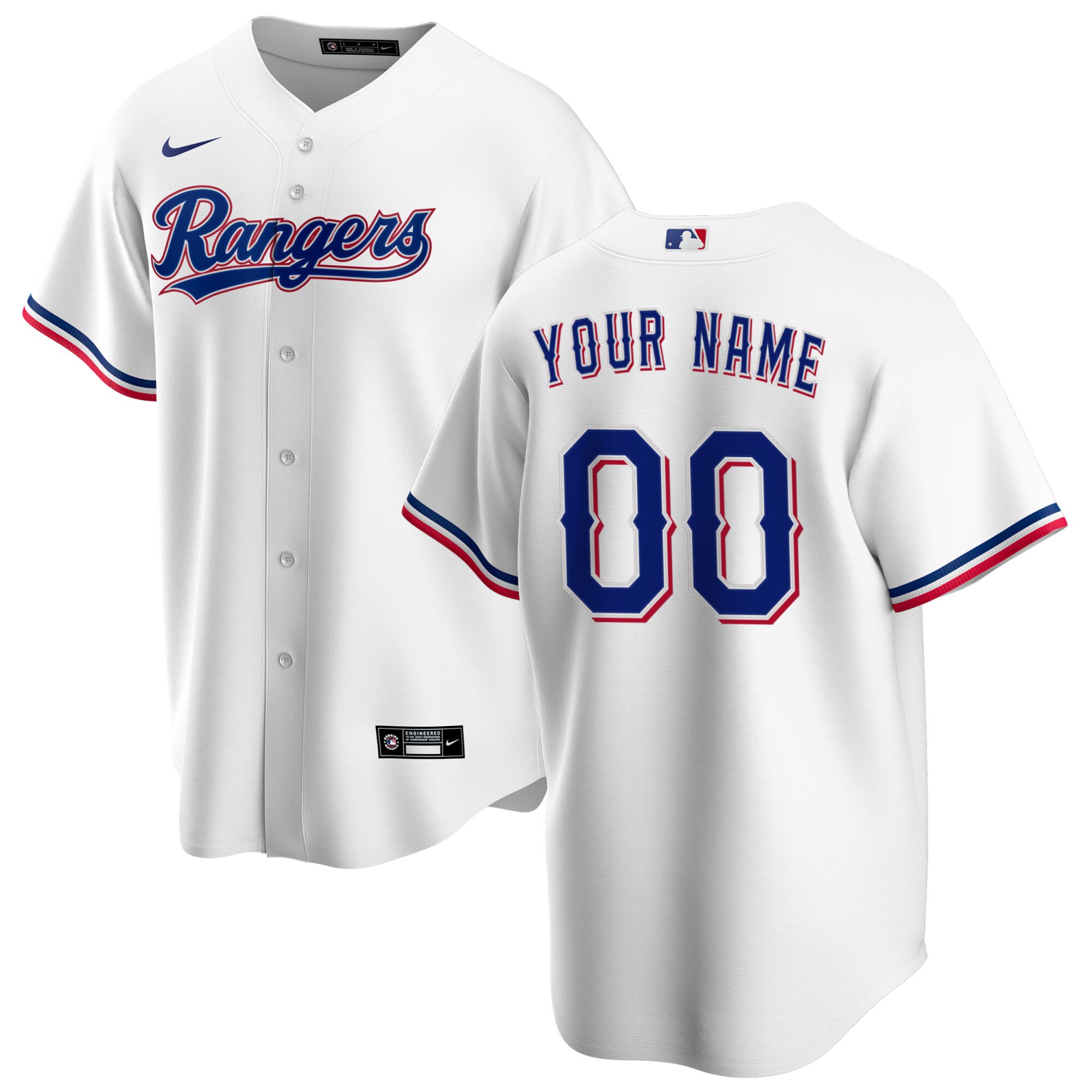 Men's Texas Rangers White Home Custom Jersey