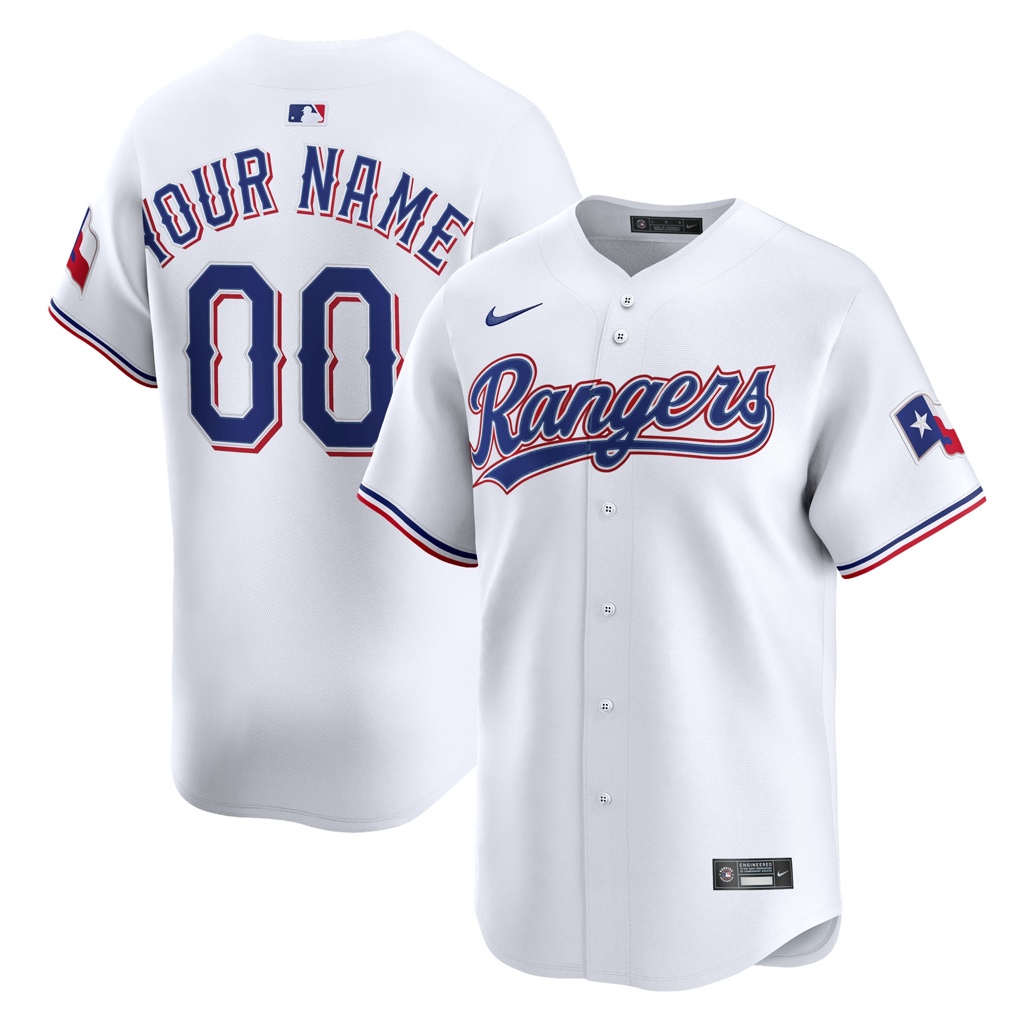 Men's Texas Rangers White Home Limited Custom Jersey