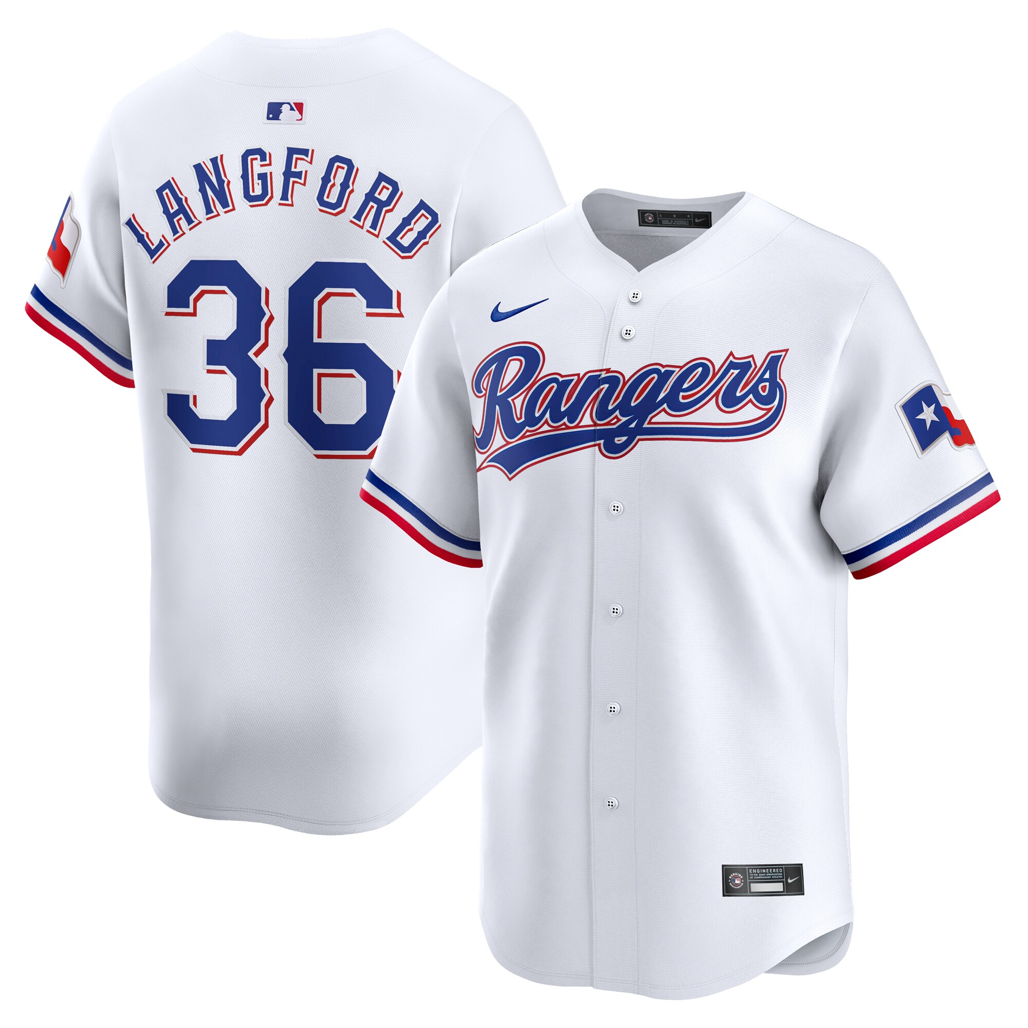 Men's Texas Rangers Wyatt Langford White Home Limited Player Jersey