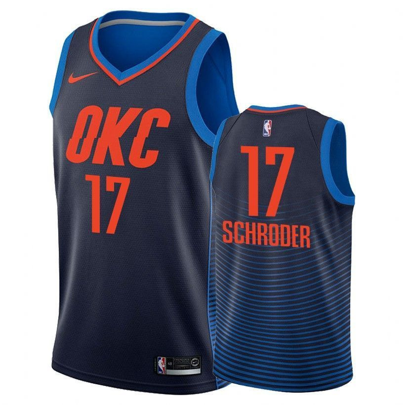 Men's Thunder Male Dennis Schroder 17 Statet Navy Jersey