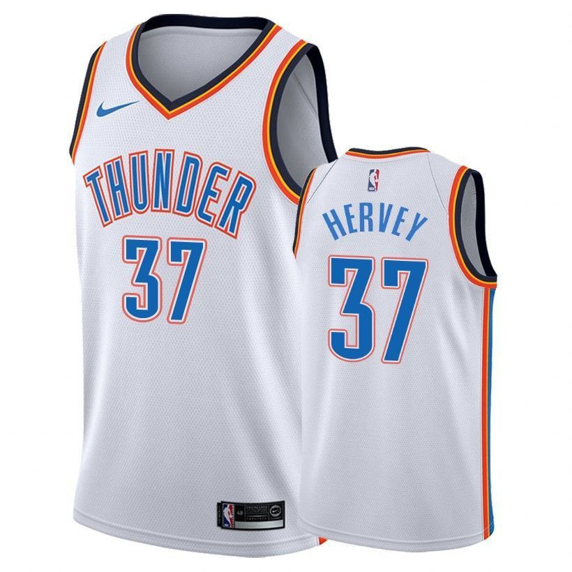 Men's Thunder Male Kevin Hervey 37 Association White Jersey
