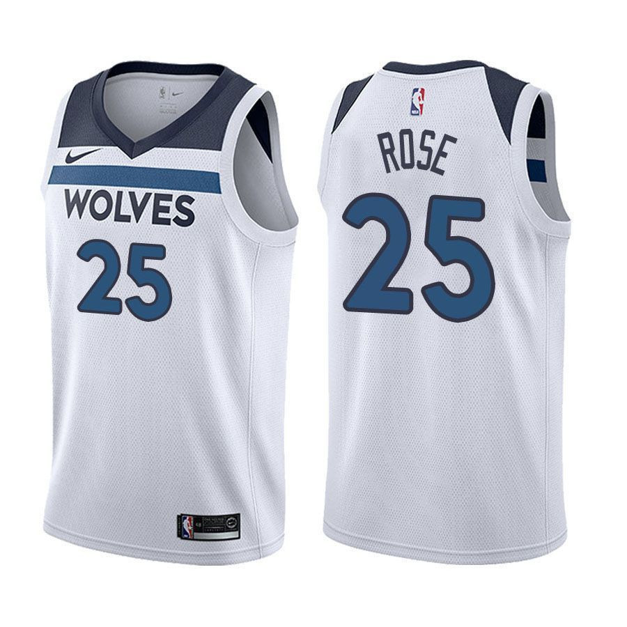 Men's Timberwolves Male Derrick Rose 25 Association White Jersey