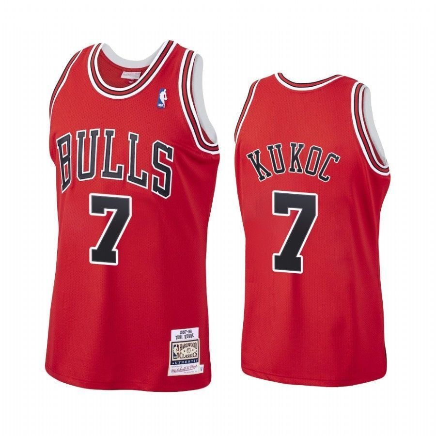 Men's Toni Kukoc 7 Chicago Bulls Red Hardwood Classics Jersey