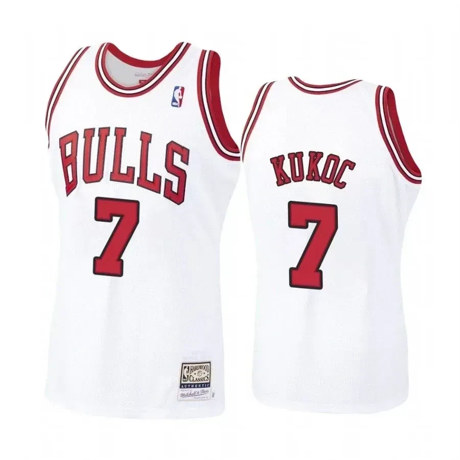 Men's Toni Kukoc 7 Chicago Bulls White Hardwood Classics Jersey