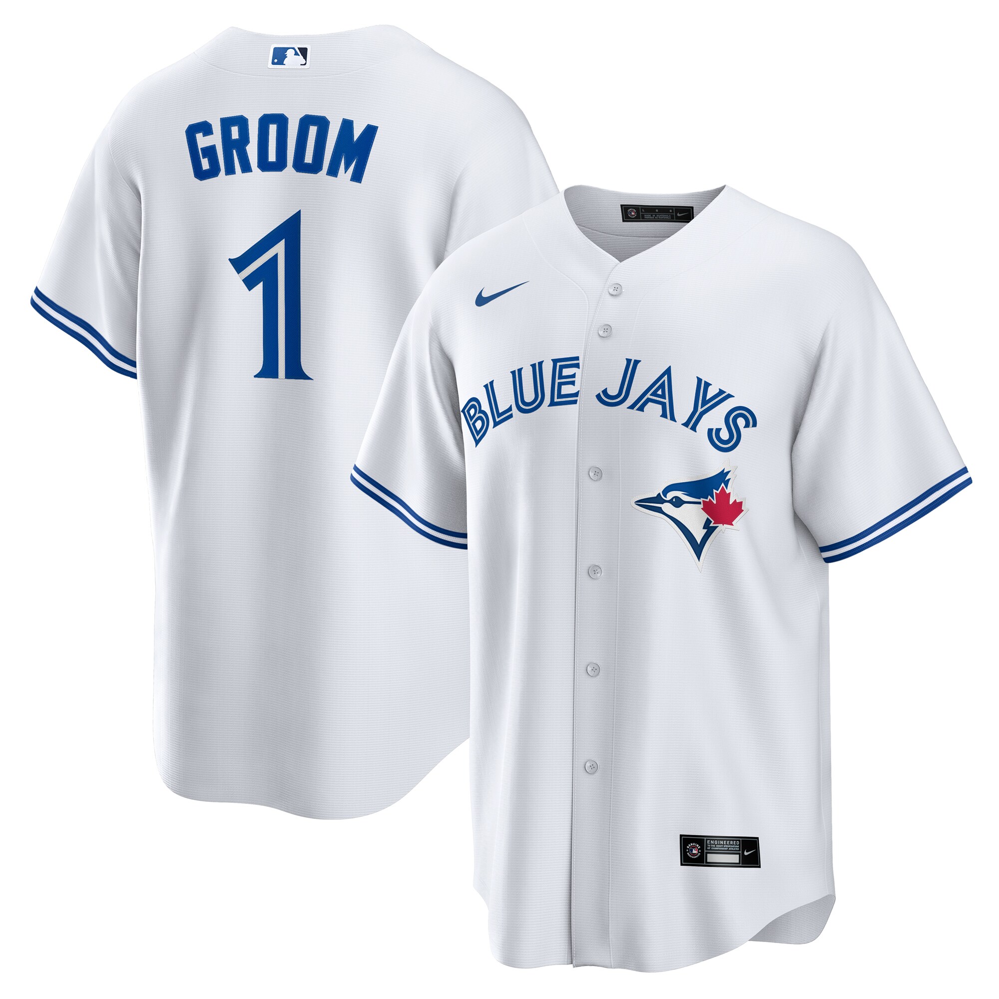 Men's Toronto Blue Jays White #1 Groom Home Jersey