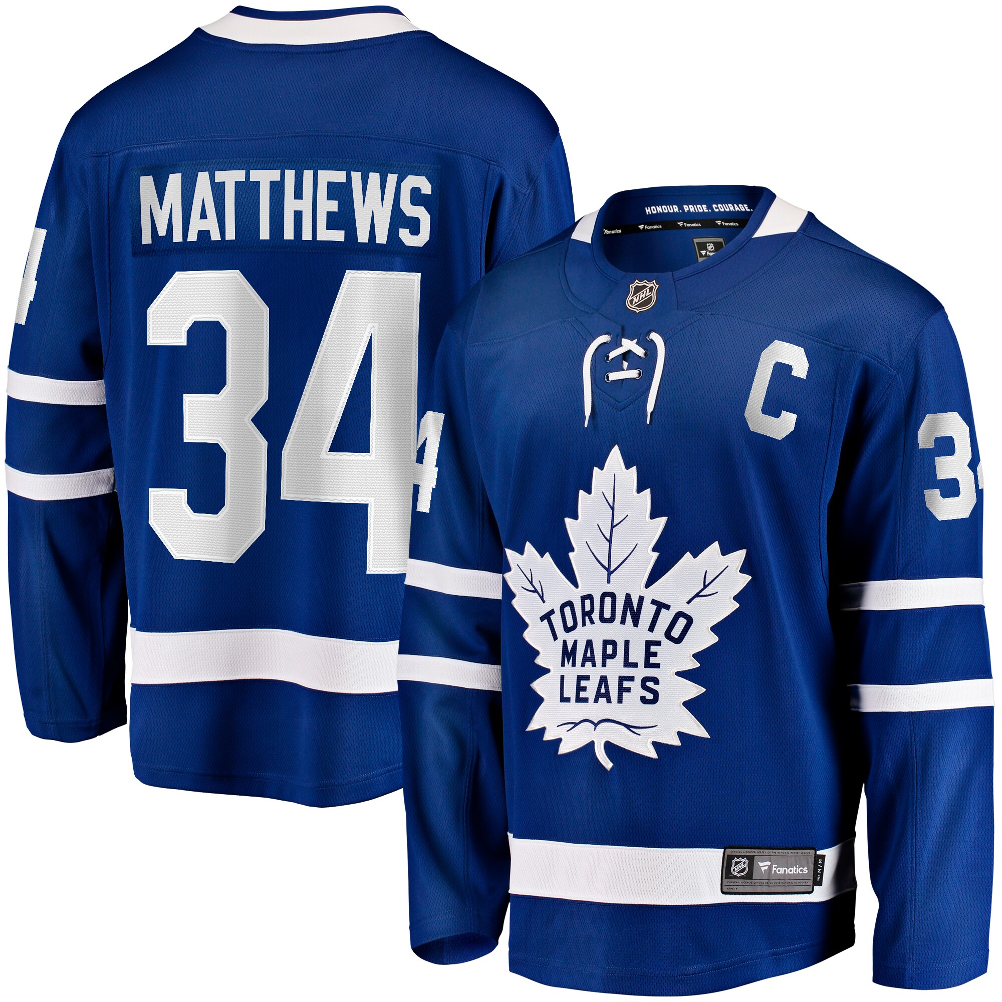 Men's Toronto Maple Leafs Auston Matthews Blue Captain Patch Home Breakaway Player Jersey