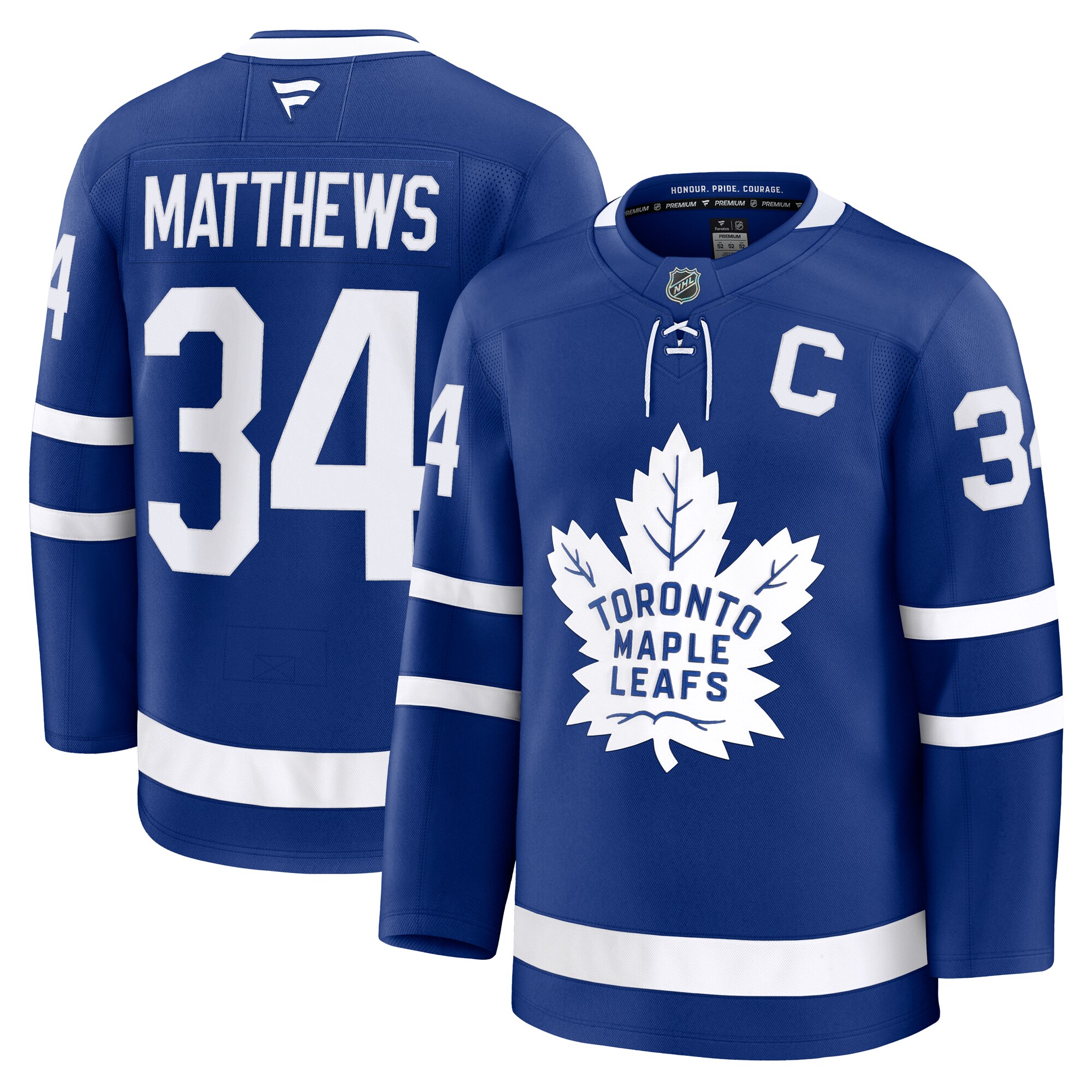 Men's Toronto Maple Leafs Auston Matthews Blue Captain Patch Home Premium Jersey