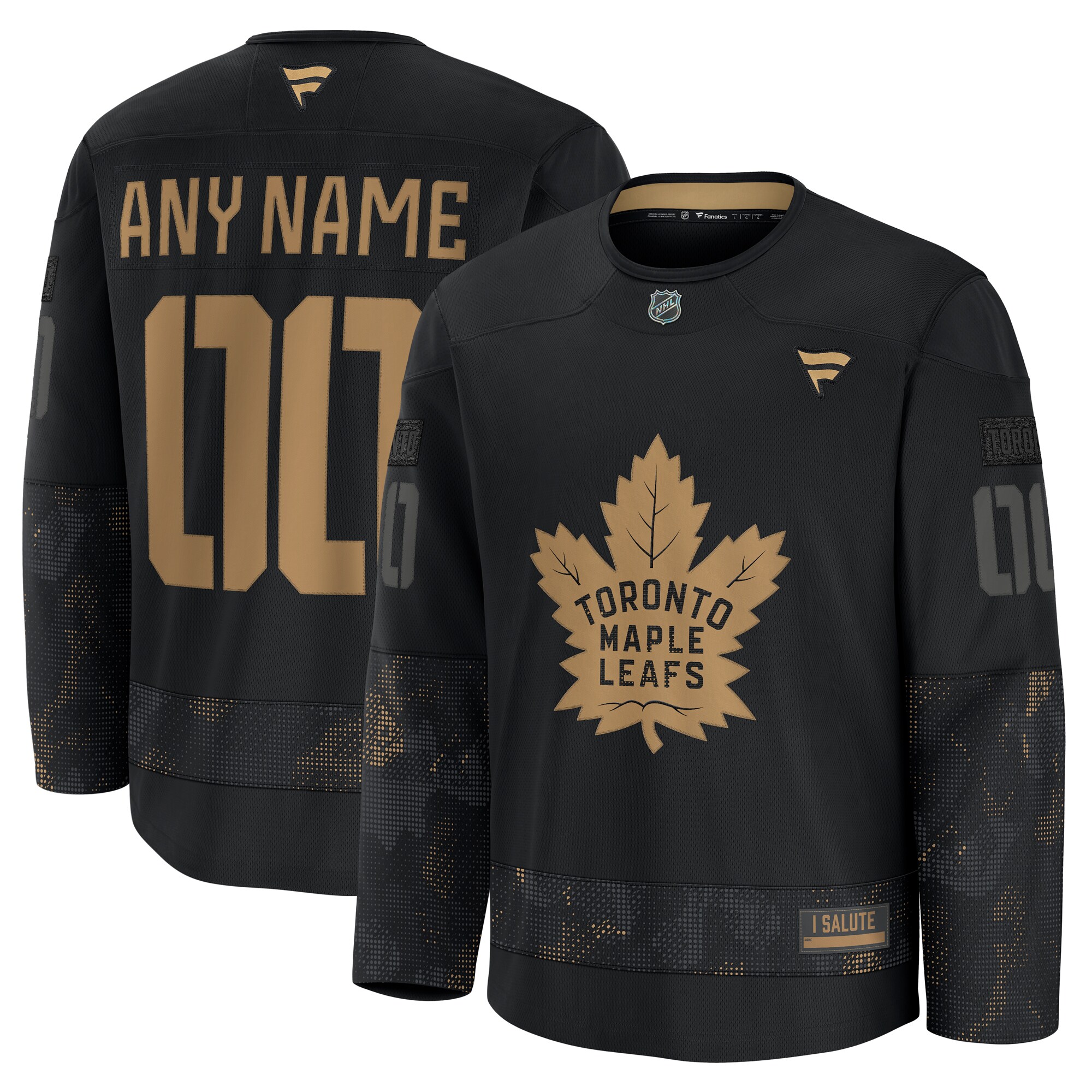 Men's Toronto Maple Leafs Black 2024 Military Appreciation Custom Practice Jersey