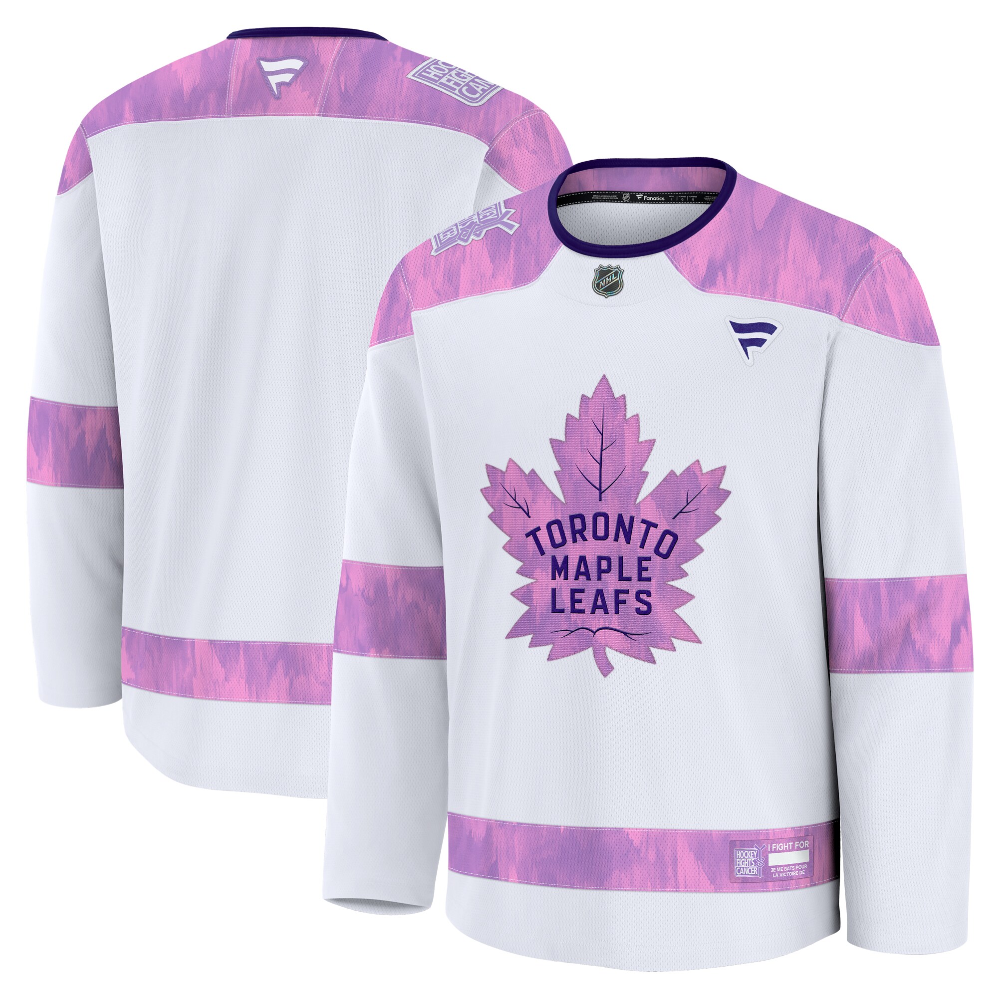 Men's Toronto Maple Leafs White 2024 Hockey Fights Cancer Practice Jersey
