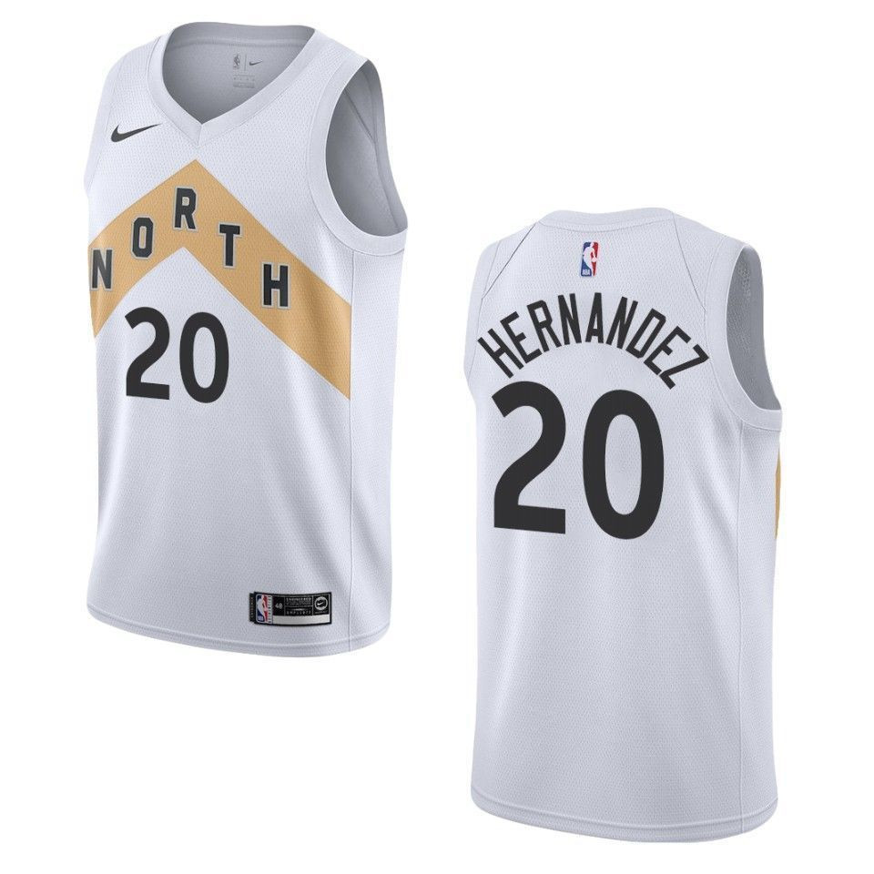 Men's Toronto Raptors 20 Dewan Hernandez City Swingman Jersey - White