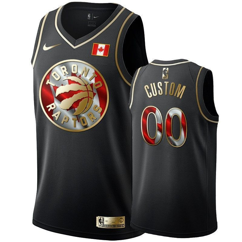 Men's Toronto Raptors Custom Canada Day 00 Black Jersey