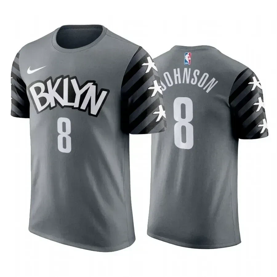 Men's Tyler Johnson Brooklyn Nets 8 Statet Jersey - Gray