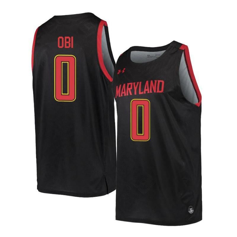 Mens Under Armour 0 Sean Obi Black Retro Maryland Terrapins Basketball Jersey