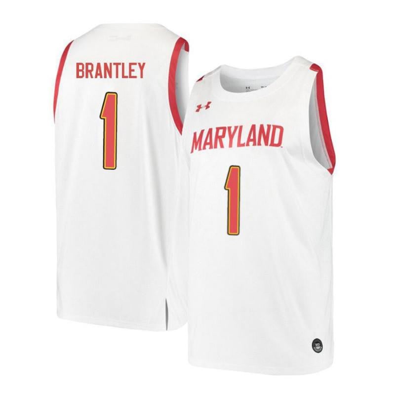 Mens Under Armour 1 Jaylen Brantley White Retro Maryland Terrapins Basketball Jersey