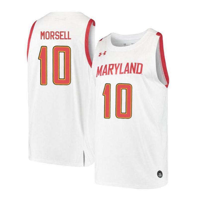 Mens Under Armour 10 Darryl Morsell White Retro Maryland Terrapins Basketball Jersey