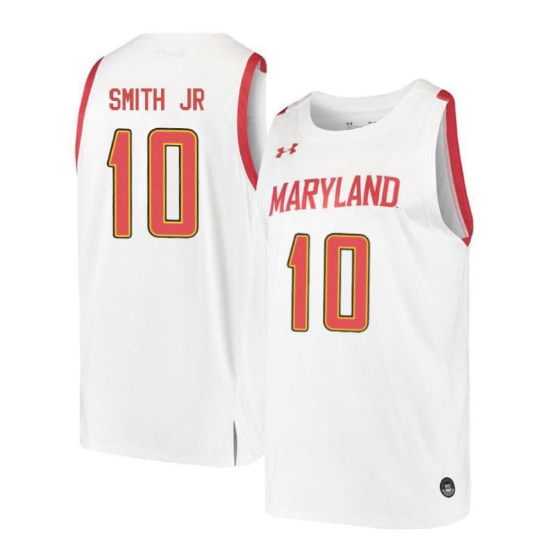Mens Under Armour 10 Serrel Smith Jr White Retro Maryland Terrapins Basketball Jersey