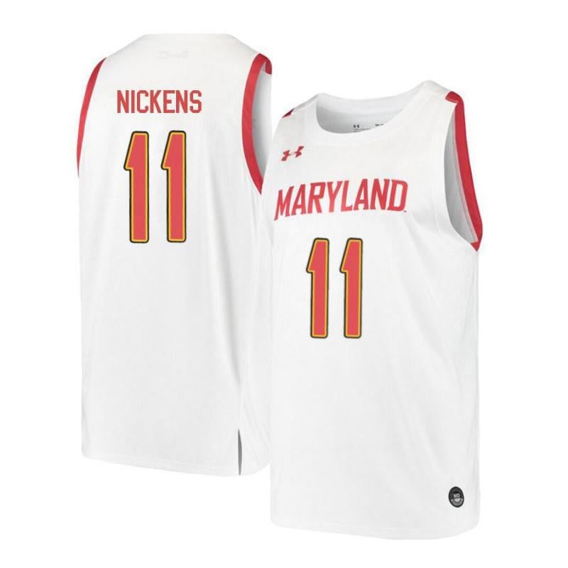 Mens Under Armour 11 Jared Nickens White Retro Maryland Terrapins Basketball Jersey