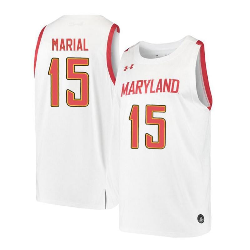 Mens Under Armour 15 Chol Marial White Retro Maryland Terrapins Basketball Jersey