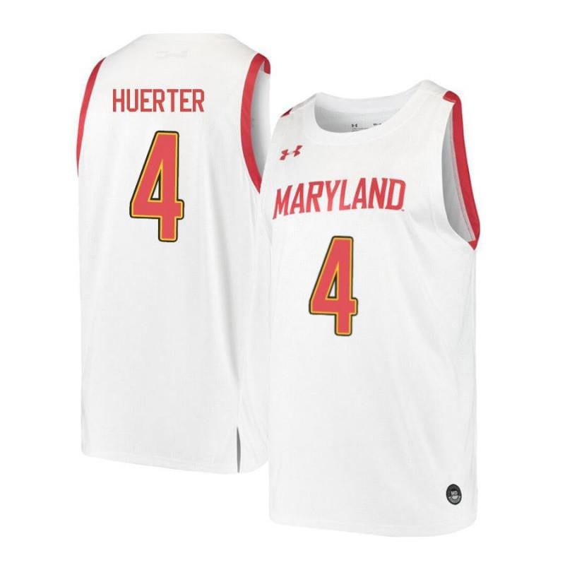 Mens Under Armour 4 Kevin Huerter White Retro Maryland Terrapins Basketball Jersey