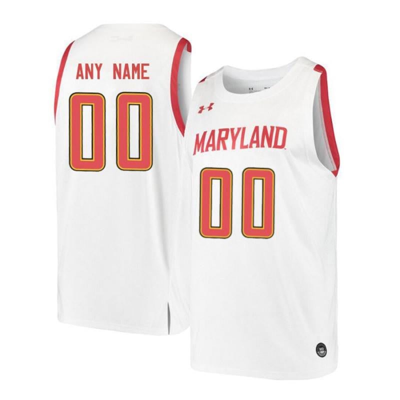 Mens Under Armour White Retro Maryland Terrapins Custom Basketball Jersey
