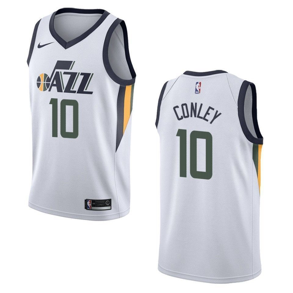 Men's Utah Jazz 10 Mike Conley Association Swingman Jersey - White