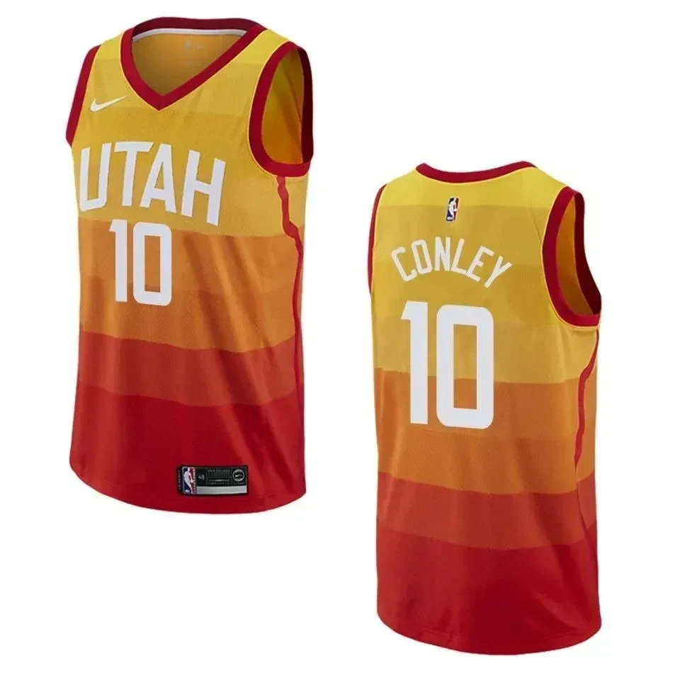 Men's Utah Jazz 10 Mike Conley City Swingman Jersey - Orange