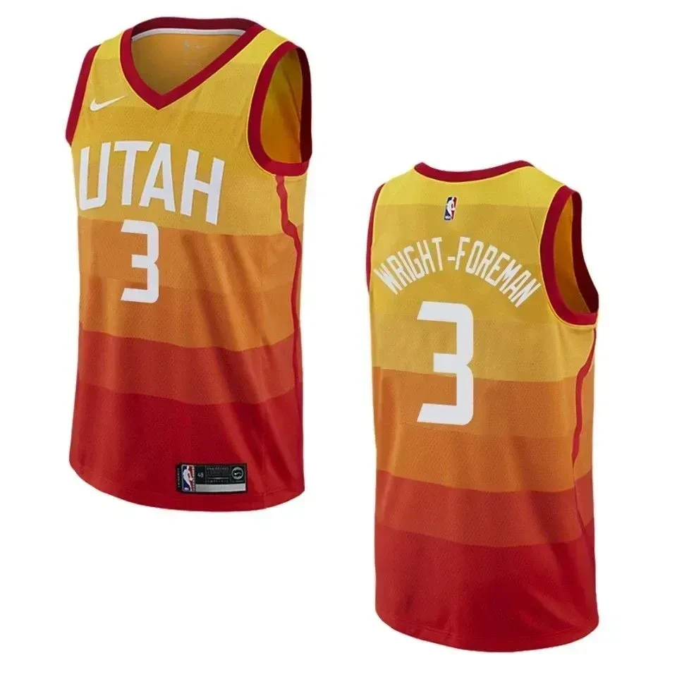 Men's Utah Jazz 3 Justin Wright-foreman City Swingman Jersey - Orange