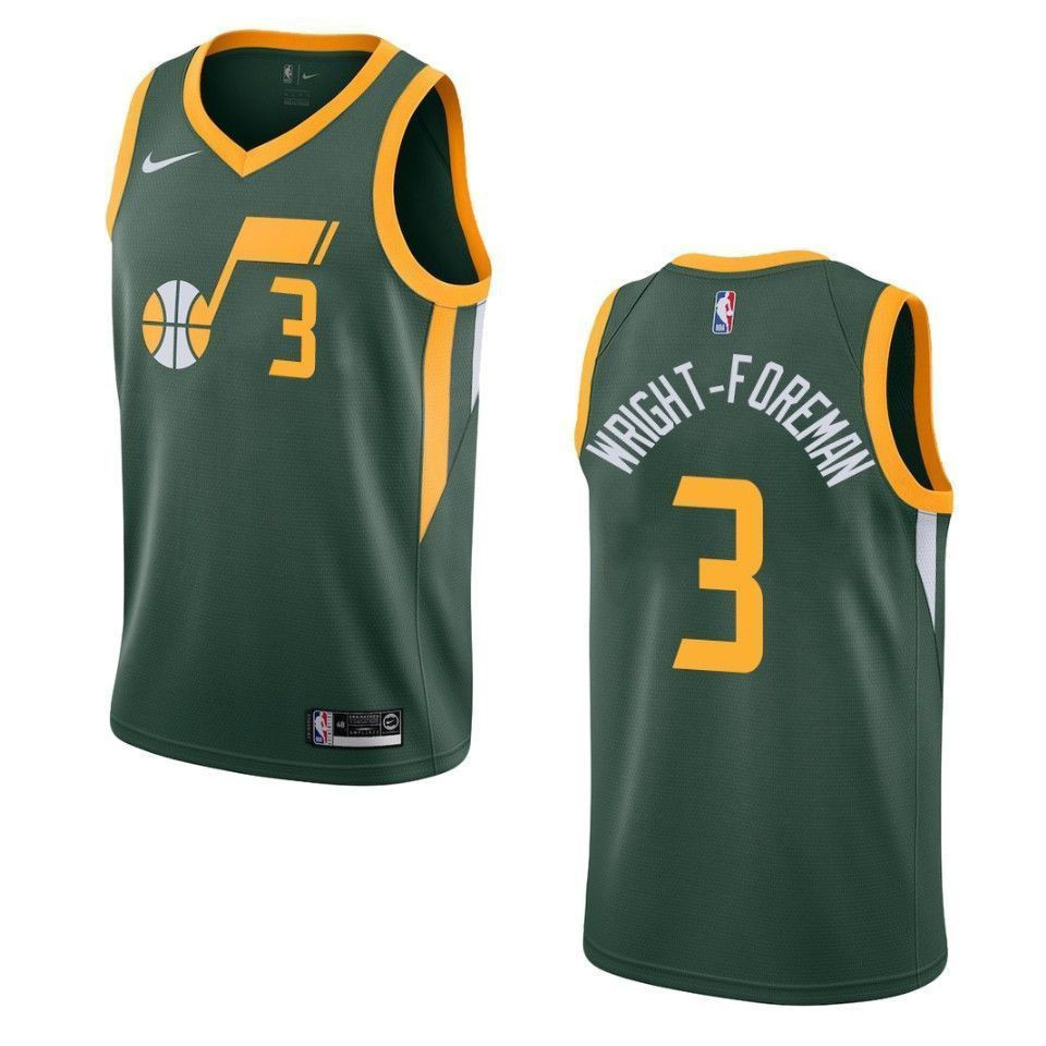 Men's Utah Jazz 3 Justin Wright-foreman Earned Swingman Jersey - Green