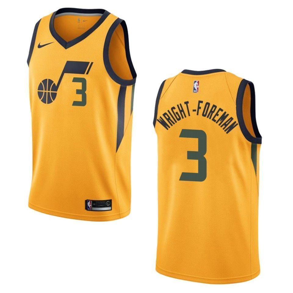 Men's Utah Jazz 3 Justin Wright-foreman Statement Swingman Jersey - Gold