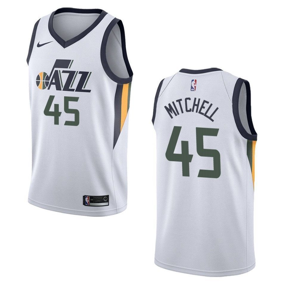 Men's Utah Jazz 45 Donovan Mitchell Association Swingman Jersey - White