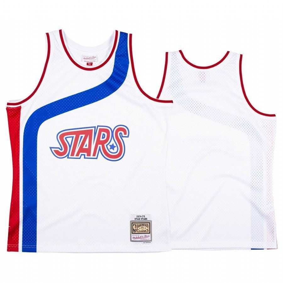 Men's Utah Stars Aba White Hardwood Classics 1974-75 Jersey