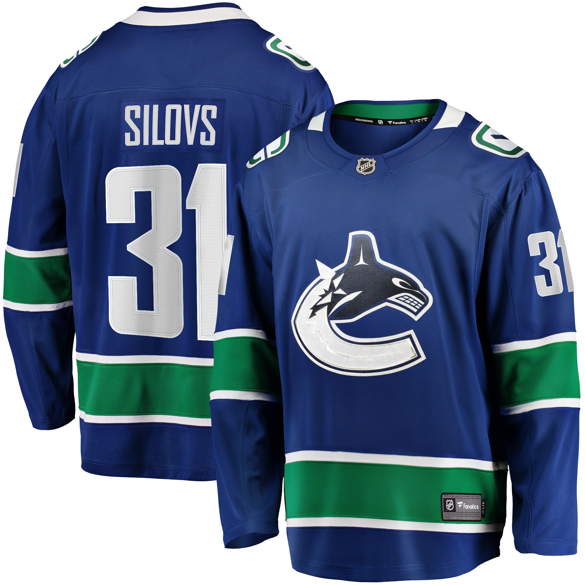 Men's Vancouver Canucks Arturs Silovs Blue Home Premier Breakaway Player Jersey