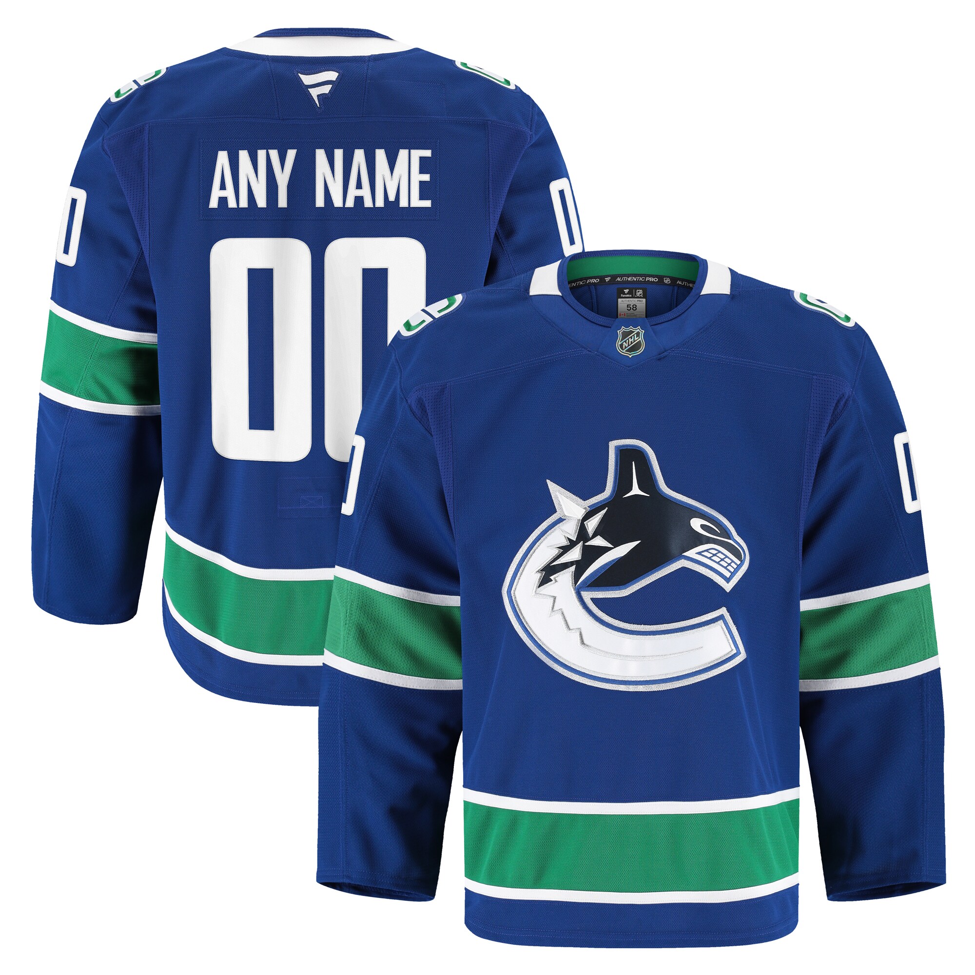 Men's Vancouver Canucks Blue Home Pro Custom Jersey