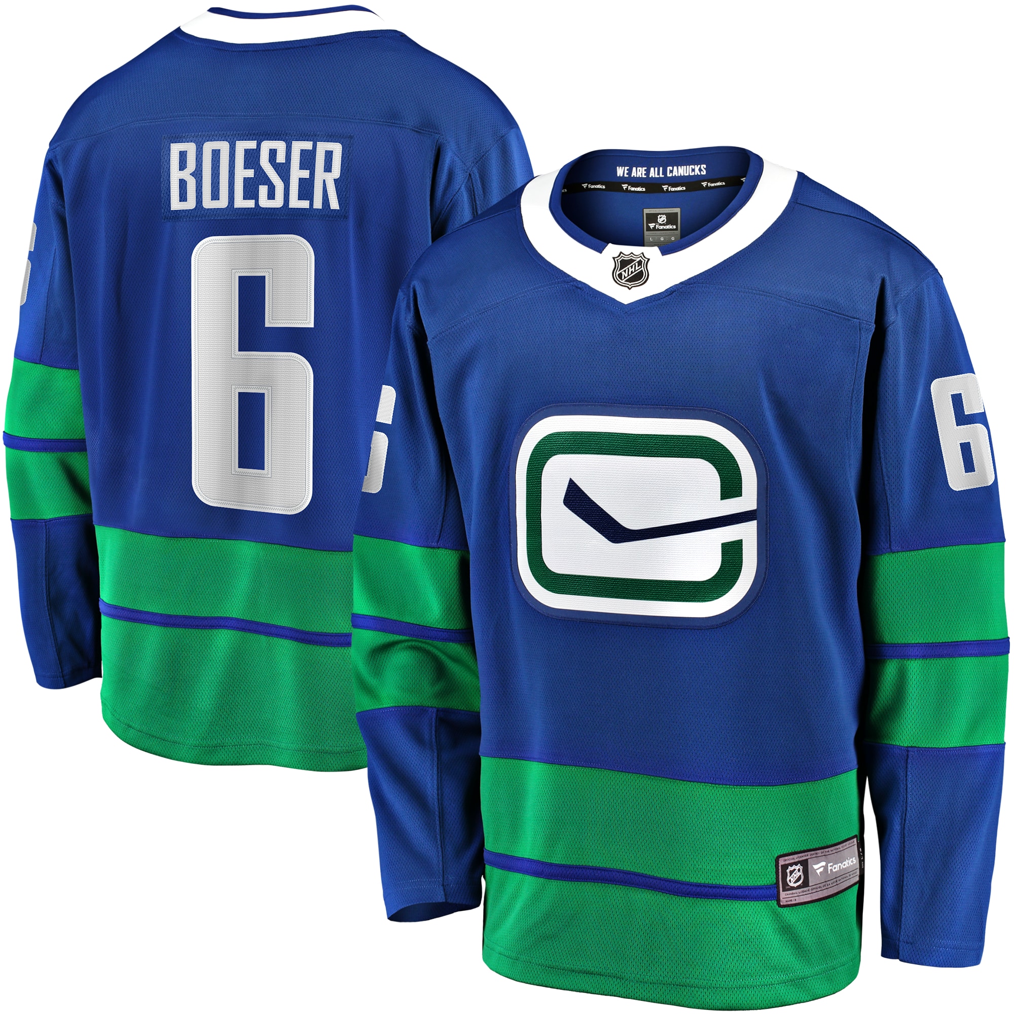Men's Vancouver Canucks Brock Boeser Blue Premier Breakaway Player Jersey
