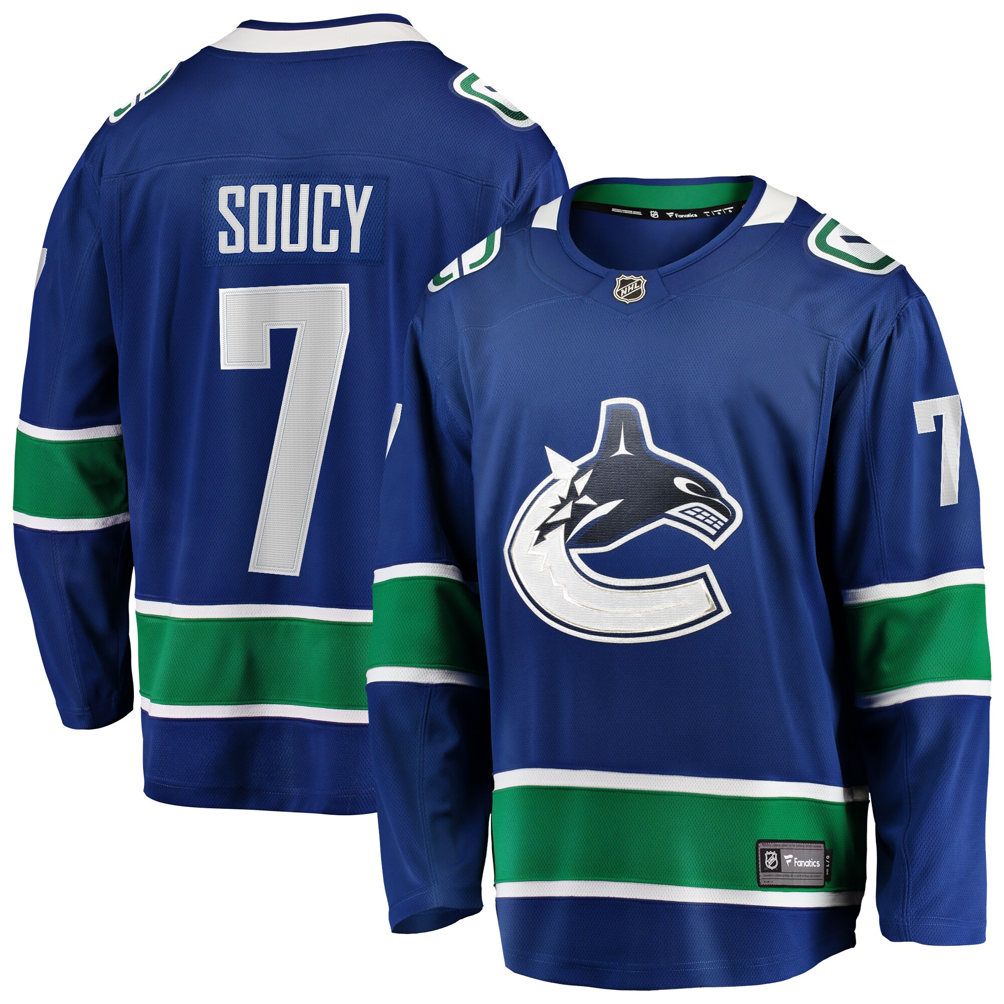 Men's Vancouver Canucks Carson Soucy Blue Home Premier Breakaway Player Jersey