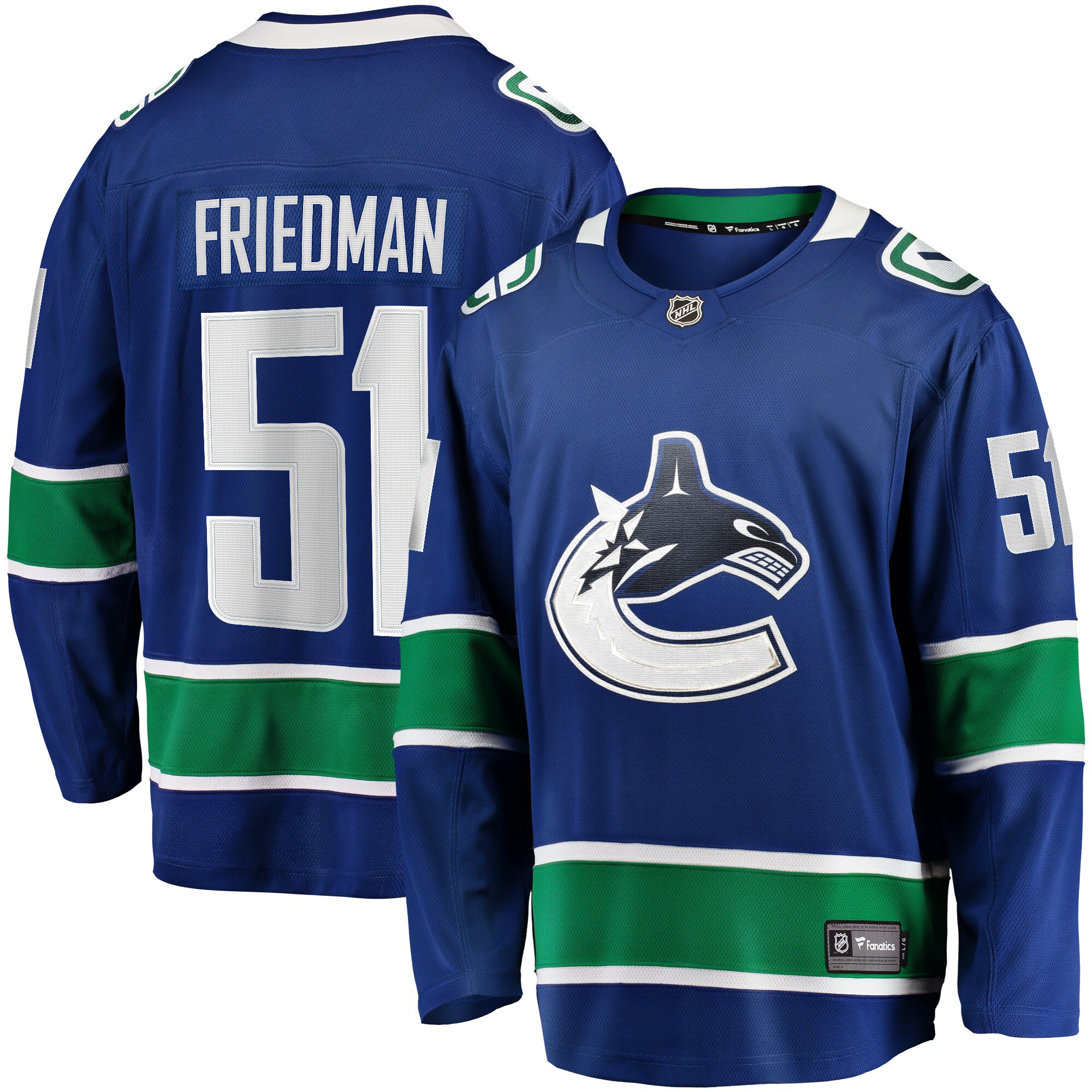 Men's Vancouver Canucks Mark Friedman Blue Home Premier Breakaway Player Jersey