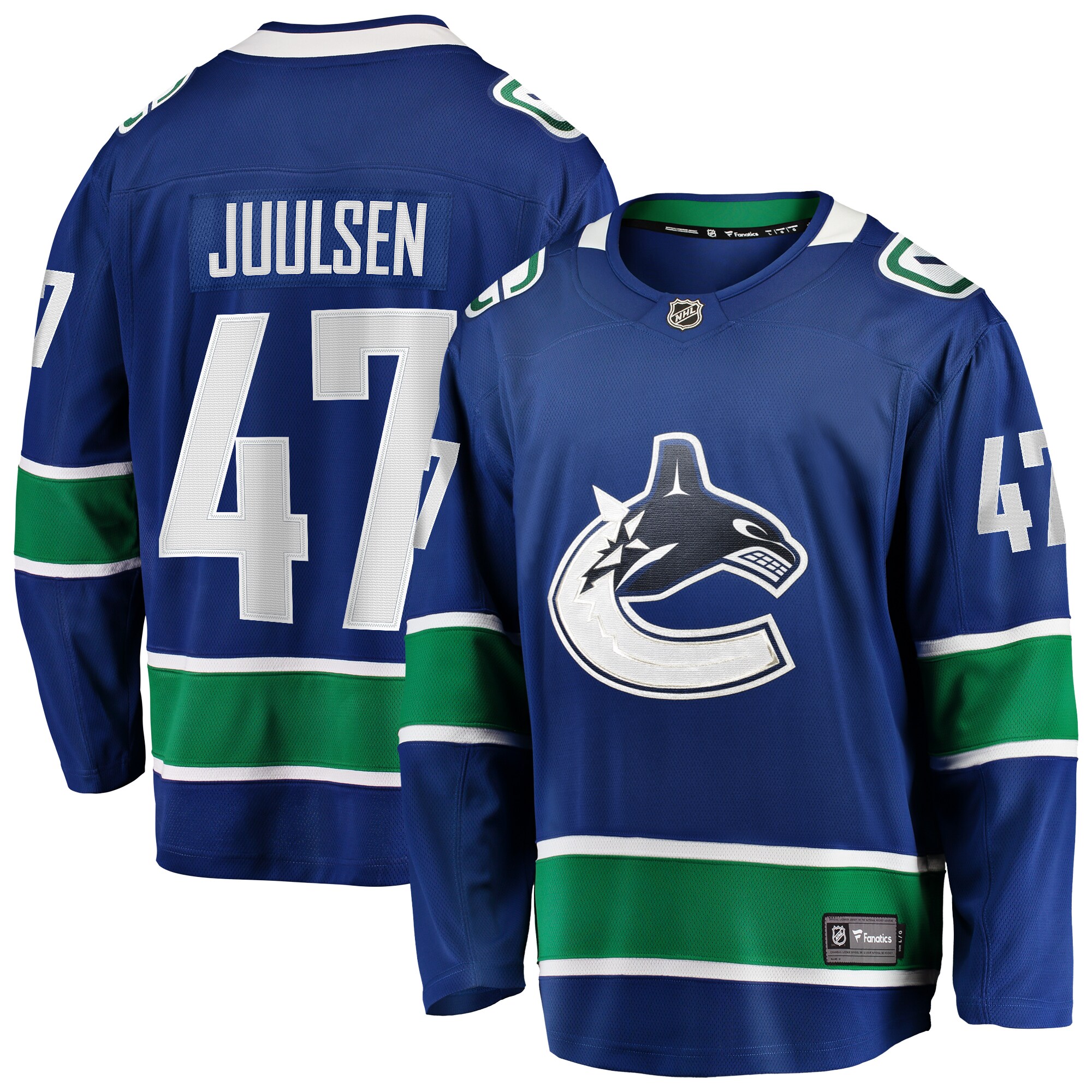 Men's Vancouver Canucks Noah Juulsen Blue Home Premier Breakaway Player Jersey