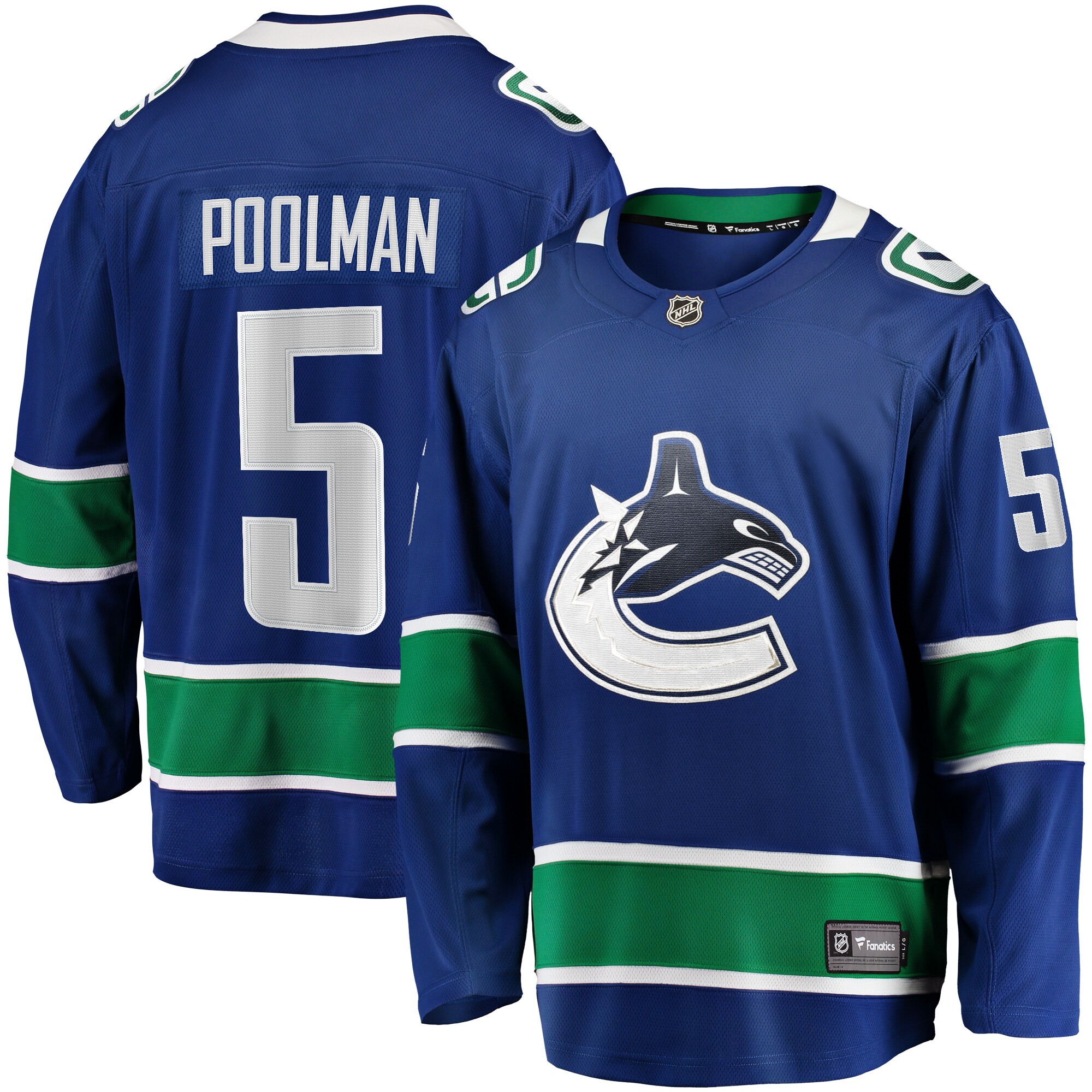 Men's Vancouver Canucks Tucker Poolman Blue Home Premier Breakaway Player Jersey