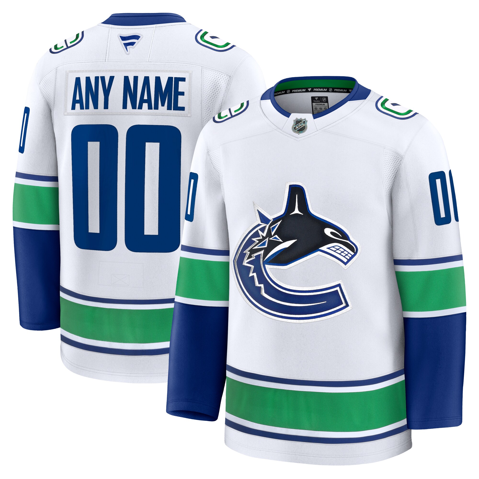 Men's Vancouver Canucks White Away Premium Custom Jersey