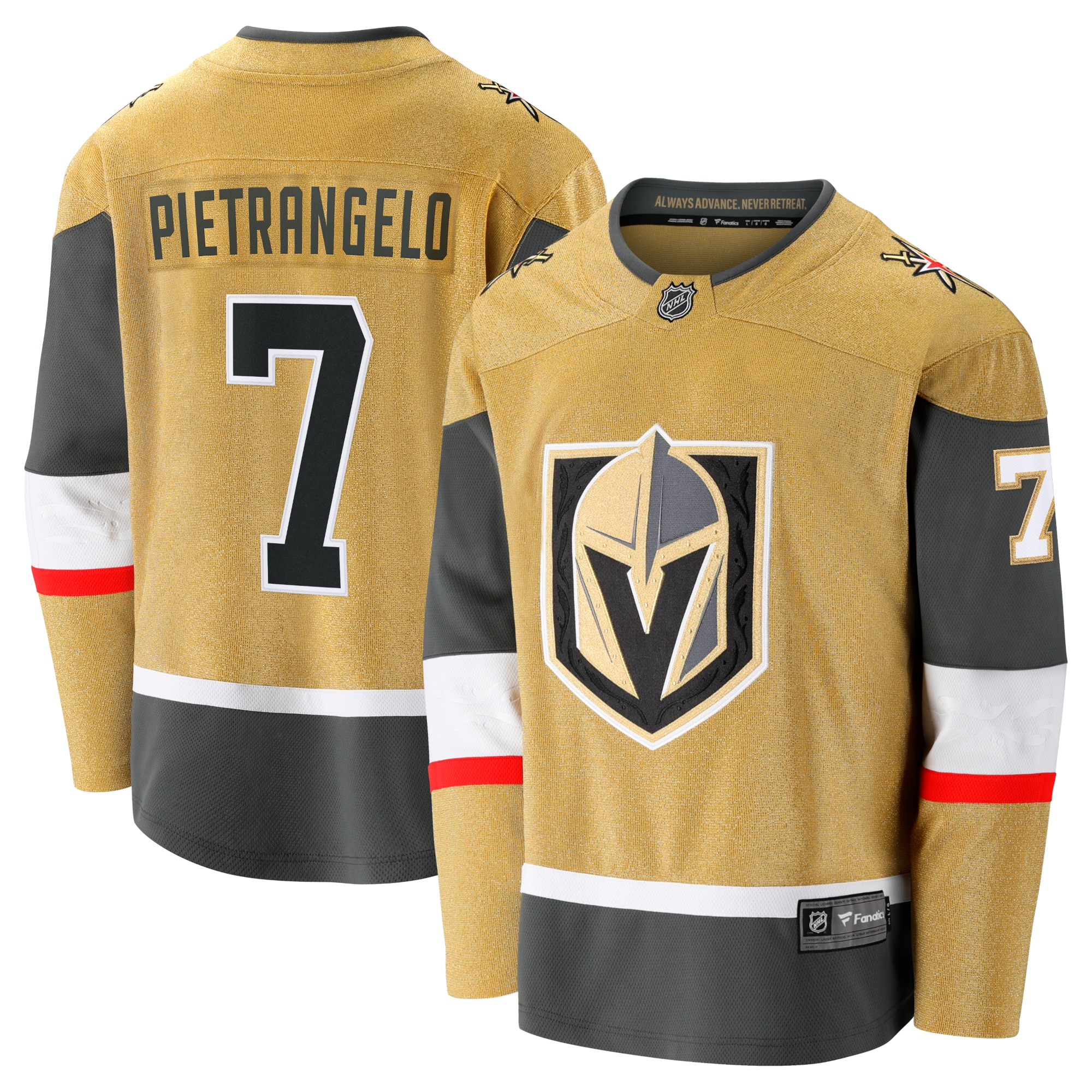 Men's Vegas Golden Knights Alex Pietrangelo Gold Home Breakaway Jersey