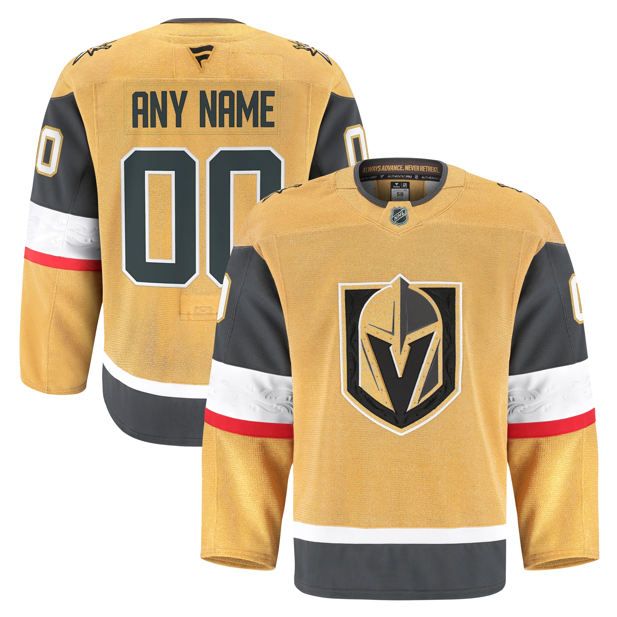 Men's Vegas Golden Knights Gold Home Pro Custom Jersey