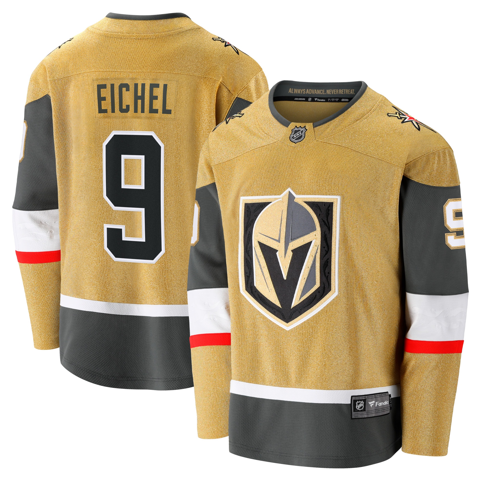 Men's Vegas Golden Knights Jack Eichel Gold Alternate Premier Breakaway Player Jersey