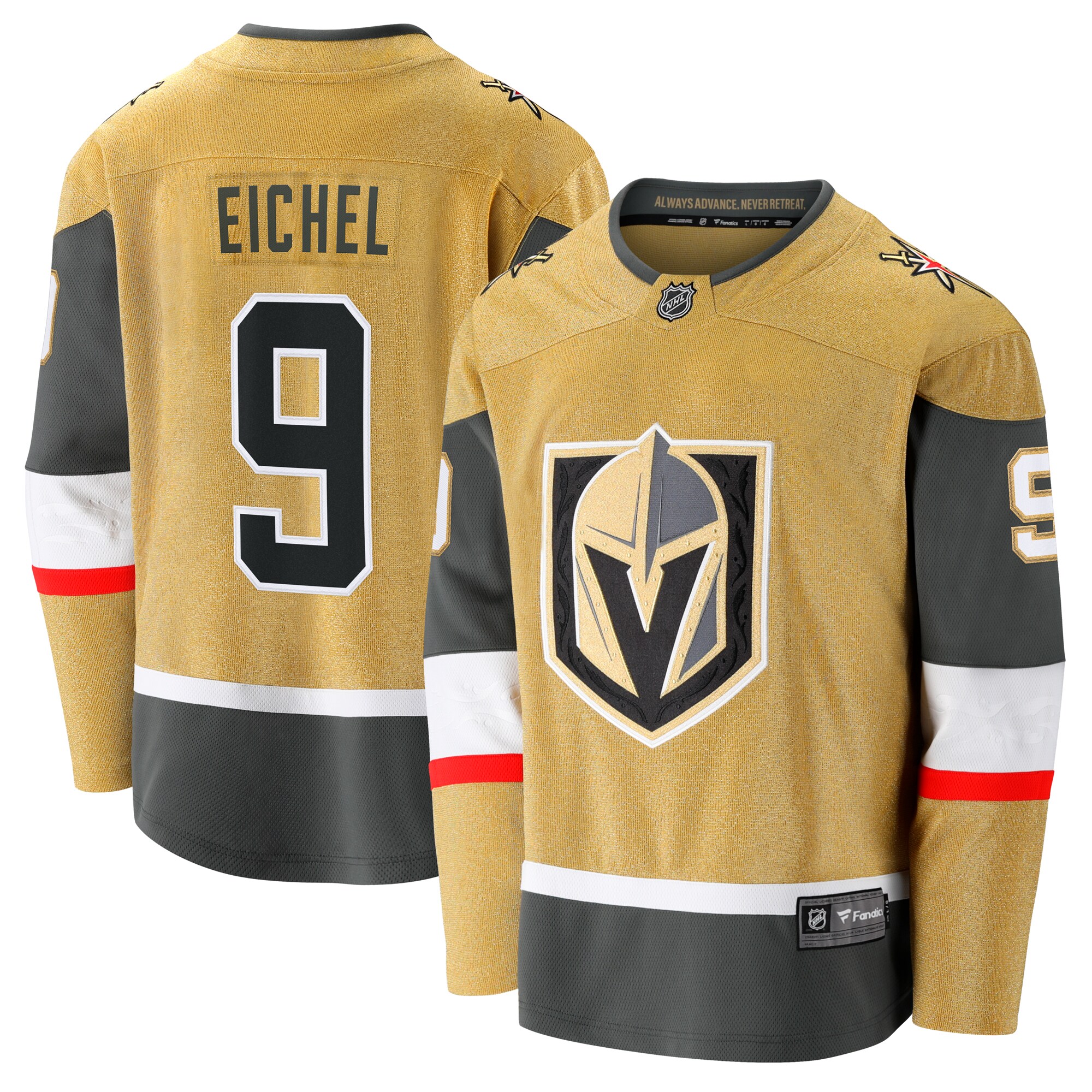Men's Vegas Golden Knights Jack Eichel Gold Home Breakaway Jersey